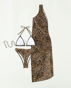 Halter Leopard Mesh Swimsuit