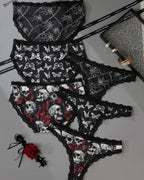 Rose Print Lace Trim High-Stretch Comfort Mid-Rise Women's Panties