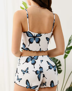 Butterfly Print Spaghetti Strap Pajama Set