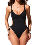Women's V-neck Cutout Sexy Backless One-piece Swimsuit