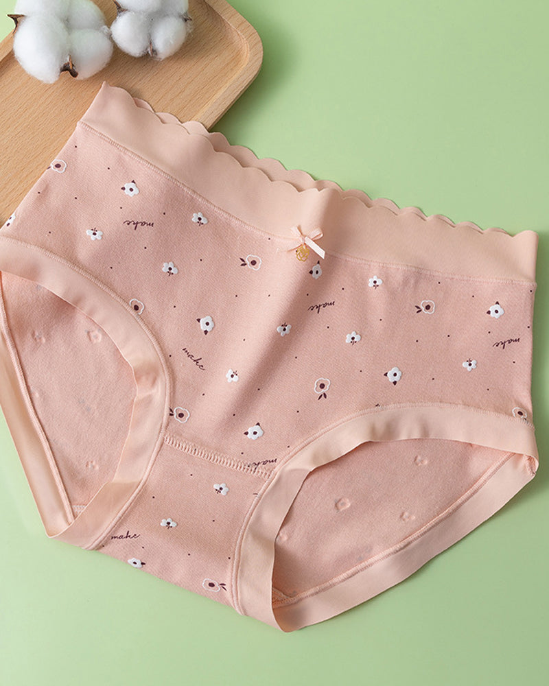 Floral Print Pure Cotton Seamless Breathable Panties