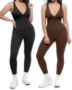 Deep V Chest Support Breathable High-Waisted Tummy Control Jumpsuit Shapewear