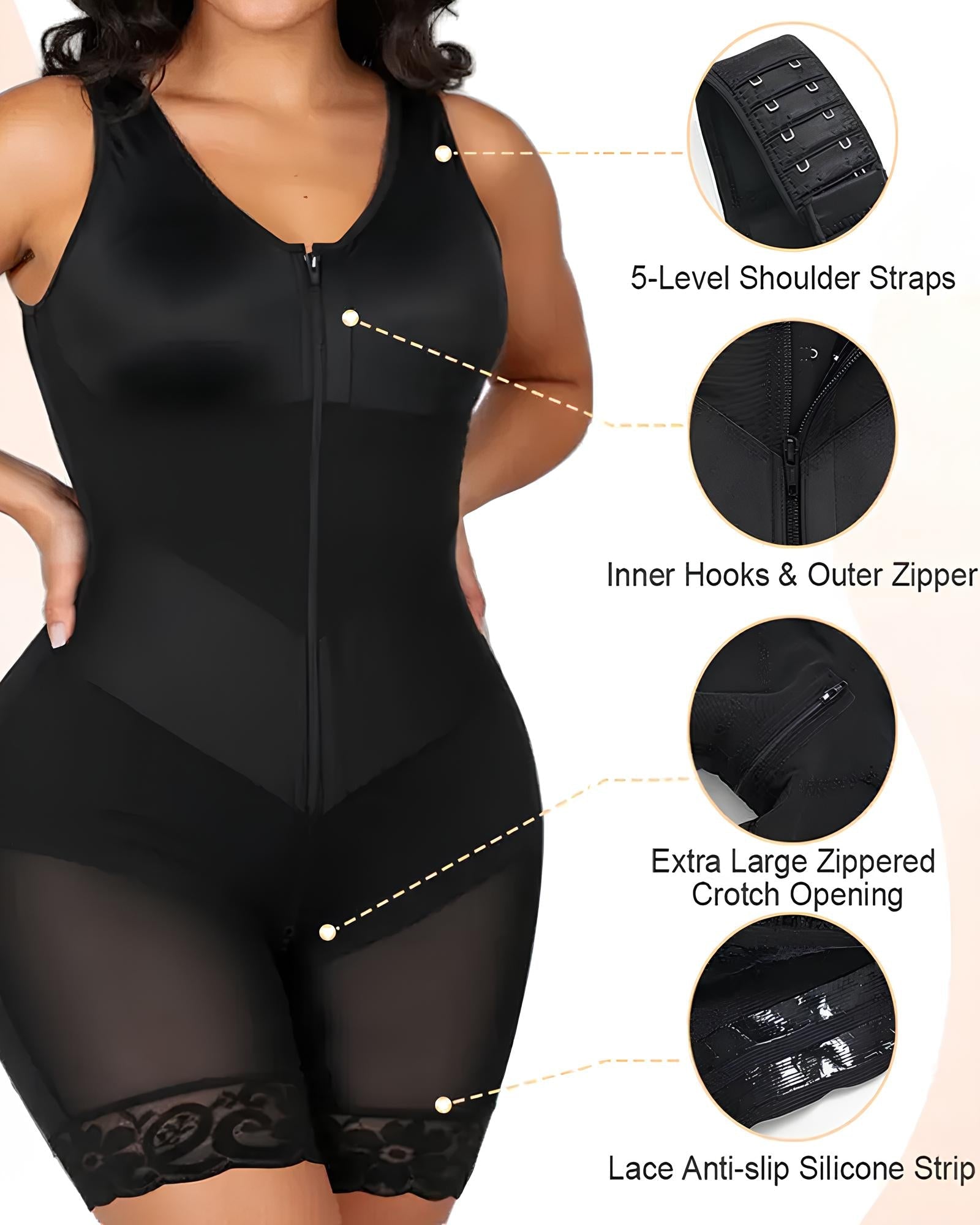 Women's V-shaped Elastic Band Design S-curve Shaping and Tummy Control Bodysuit