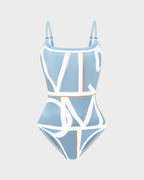 Trendy Letter Print Reversible One-Piece Swimsuit