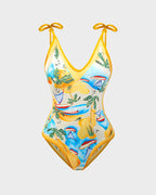 Reversible Floral Tie-Strap One-Piece Swimsuit