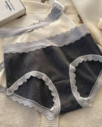 Five-pack Pure Cotton High Waist Lace-trimmed Briefs