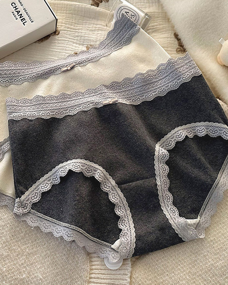 Five-pack Pure Cotton High Waist Lace-trimmed Briefs