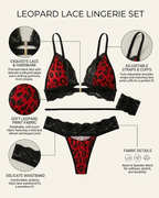 Sexy Leopard Print & Lace Lingerie Set with Lace Handcuffs