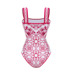 Sling Lily and Majolica Series Pattern Print One Piece Swimsuit and Skirt or Pants