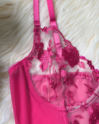 Sexy Sheer Embroidered Mesh Lingerie Set