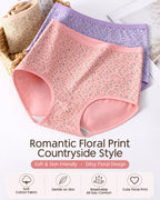 4-Pack High Waist Cotton Printed Loose Stretch Briefs