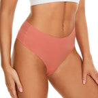 Women's Seamless Solid Color Drop Waist Thong 5-Pack