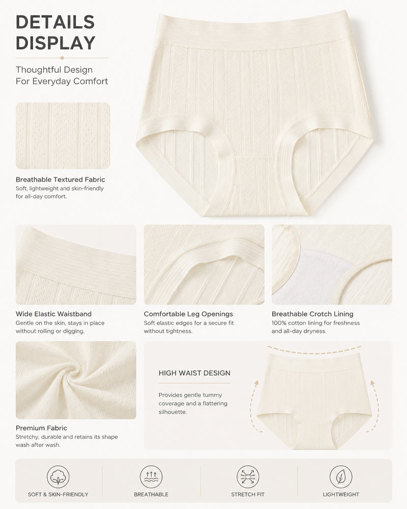 5-Pack Cotton Antibacterial Breathable Comfortable Panties
