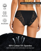 5-Pack Sexy Lace Openwork Cotton Crotch High Elastic Panties