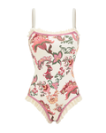 Ruffle Pink Paisley Print Swimsuit set