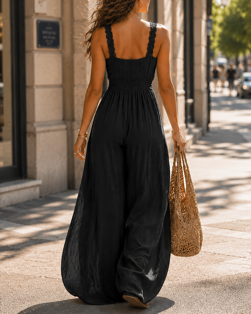 Sexy Vacation Style Solid Color Cami Jumpsuit