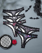 Rose Print Lace Trim High-Stretch Comfort Mid-Rise Women's Panties