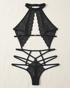 Lace Cut-Out Sheer Slim Fit Lingerie Bodysuit