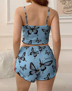 Butterfly Print Spaghetti Strap Pajama Set