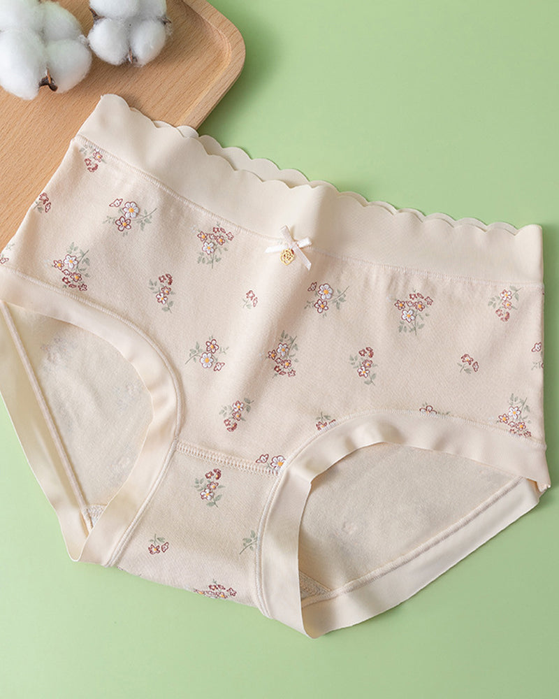 Floral Print Pure Cotton Seamless Breathable Panties