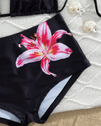 Printed Halter Tie Two-Piece High-Waist Bikini Set