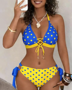 Women's Polka Dot Print High-End Stylish Two-Piece Bikini Set
