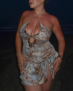 Vacation Style Sequin Ruffle Halter Leopard Print Cami Dress