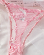 Floral Sheer Lace Strappy Lingerie Set with Leg Garters