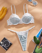 Lace Skin-Friendly Breathable Sweet Plaid Lingerie Set