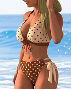 Women's Polka Dot Print High-End Stylish Two-Piece Bikini Set