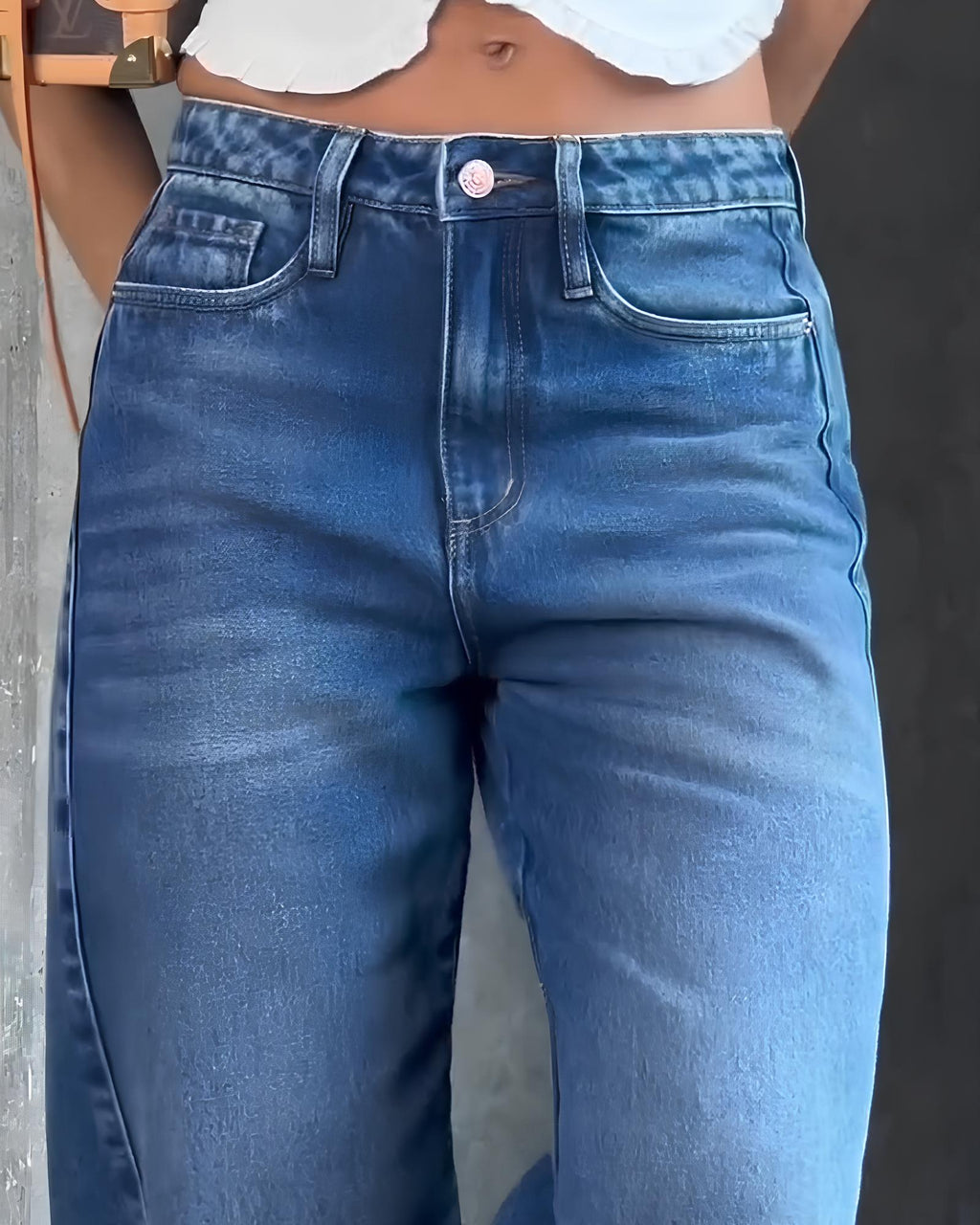 Women's High-waisted Tummy-control Washed Denim Jeans