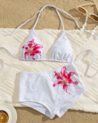 Printed Halter Tie Two-Piece High-Waist Bikini Set