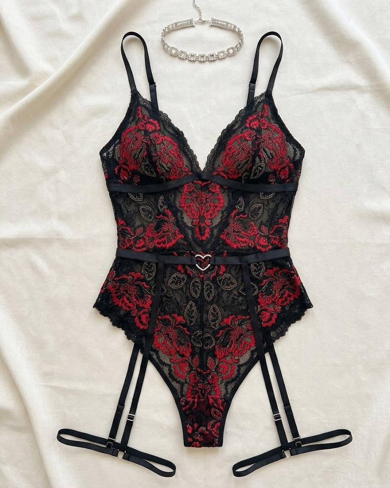 Sexy Sheer Lace Embroidered Bodysuit
