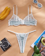 Lace Skin-Friendly Breathable Sweet Plaid Lingerie Set