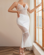 Black and White Lace Patchwork Halter Mermaid Nightgowns