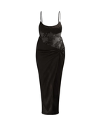 Sexy Spaghetti Strap Lace Satin Slit Evening Dress