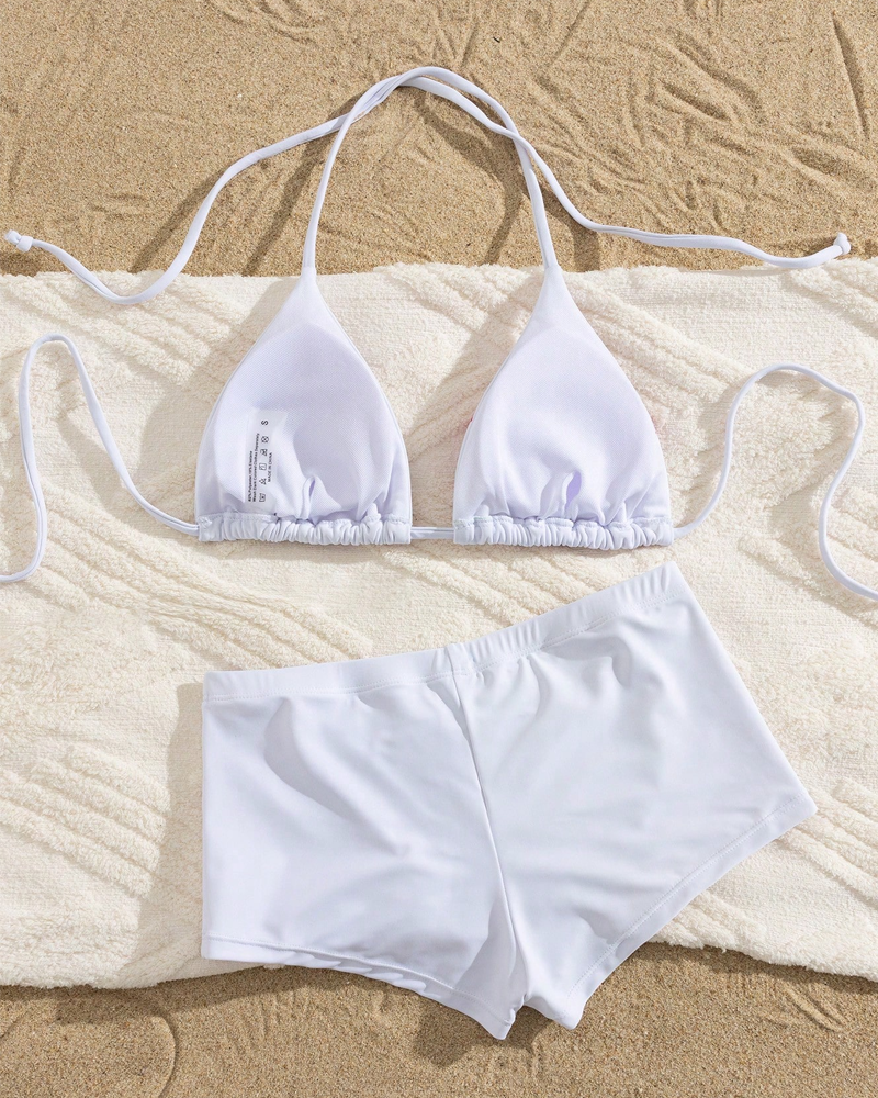 Printed Halter Tie Two-Piece High-Waist Bikini Set