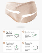 Multi-Pack Seamless Pure Cotton Low Waist V-Shaped Maternity Antibacterial Briefs