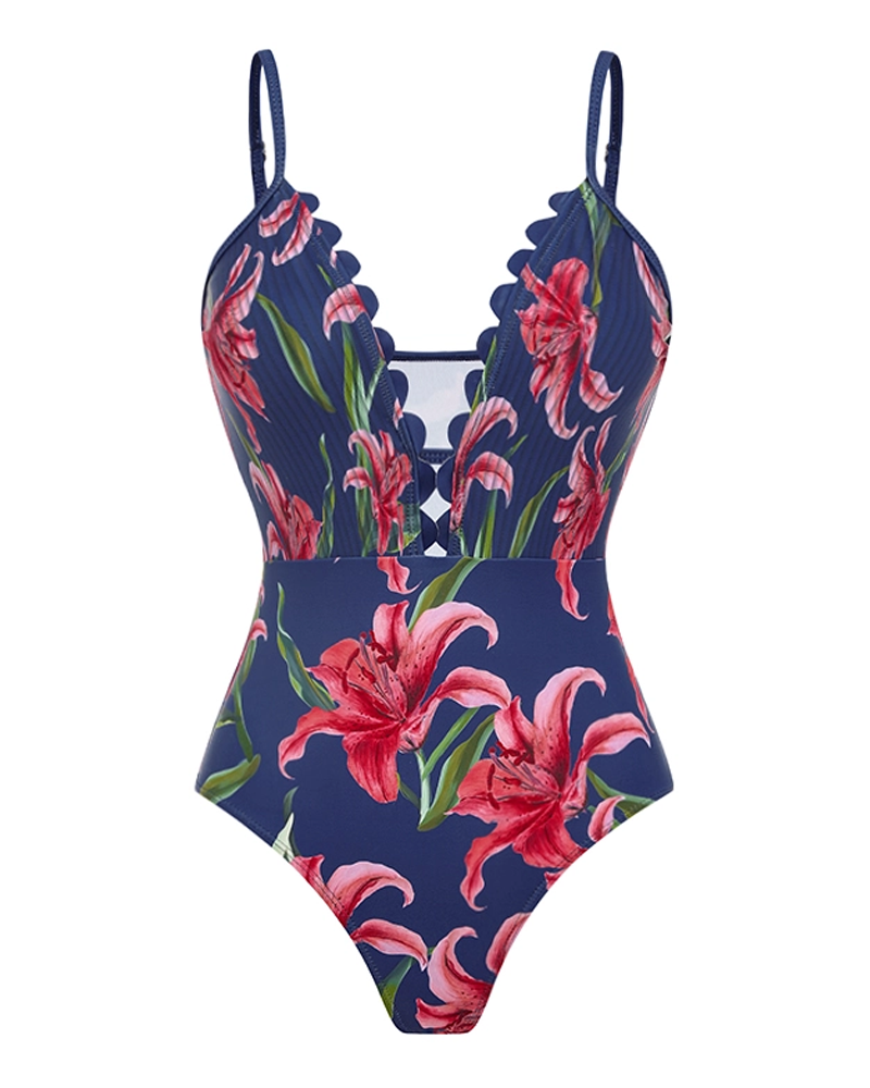 Iris Print Various Ways To Wear Swimsuit Set