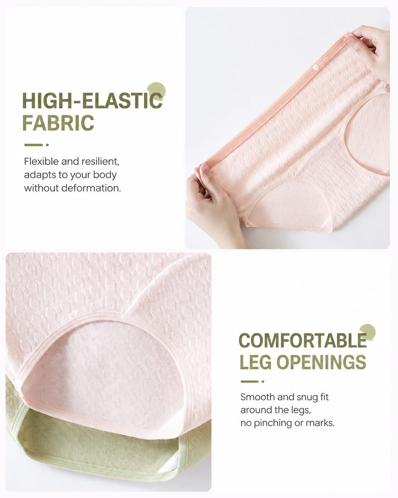 4-Pack Mid-waist Cotton Antibacterial Seamless Jacquard Breathable Briefs