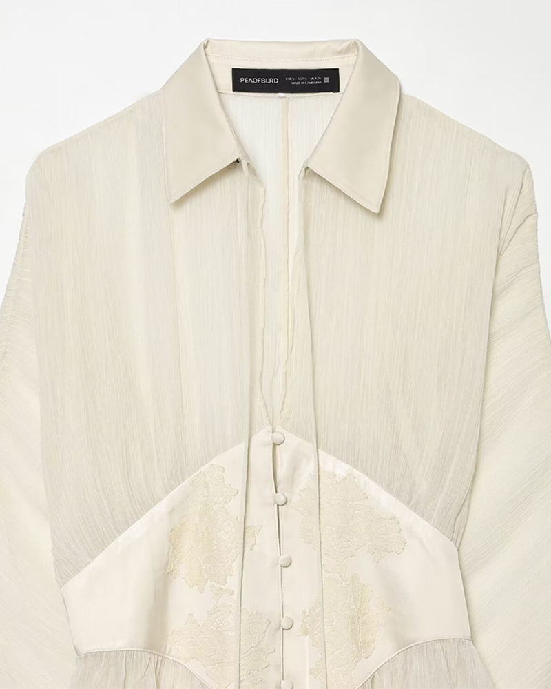 Casual Sheer Chiffon Corset Shirt