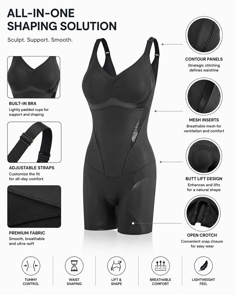 Ultra-thin Breathable Seamless Tummy Control Easy-to-Wear Bodysuit Shapewear