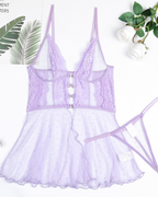Sexy Polka Dot Sheer Mesh Lace Cami Slip Dress