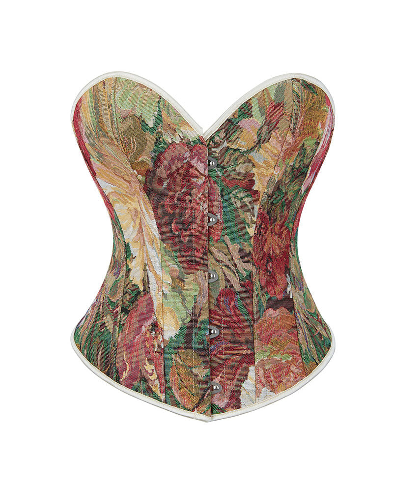Monet Oil Painting Vintage Fishbone Corset Tight Gather Court Shaping Top