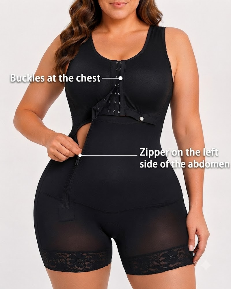 Full-Body Shapewear with Bust Support, Tummy Control & Side Zipper