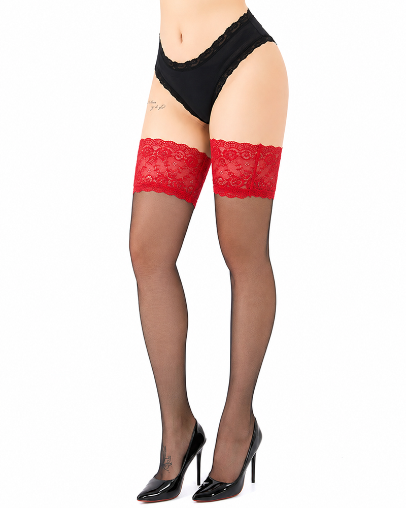 Sexy Wide Lace Top Sheer Thigh-High Stockings