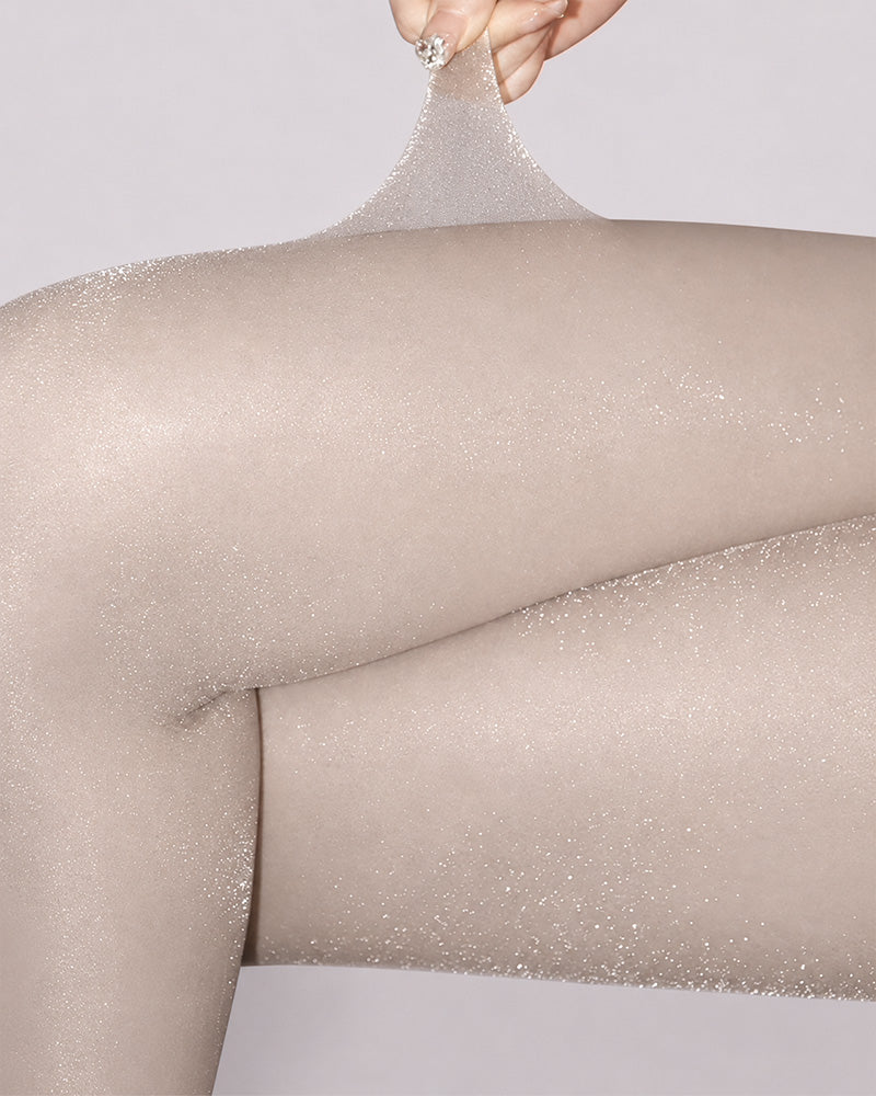 Two-Pairs Seamless Pearlescent Ultra-thin Shimmering Transparent Pantyhose