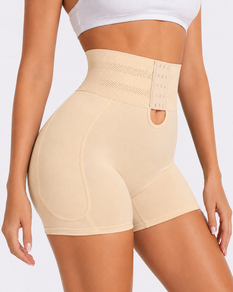 High Waist Tummy Control Hook-eye Hip-enhancing Shaping Shorts