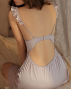 Satin Lace Sheer Backless Slip Nightdress
