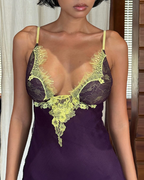 Sexy Lace Mesh Patchwork Contrast Color Babydoll Nightgowns